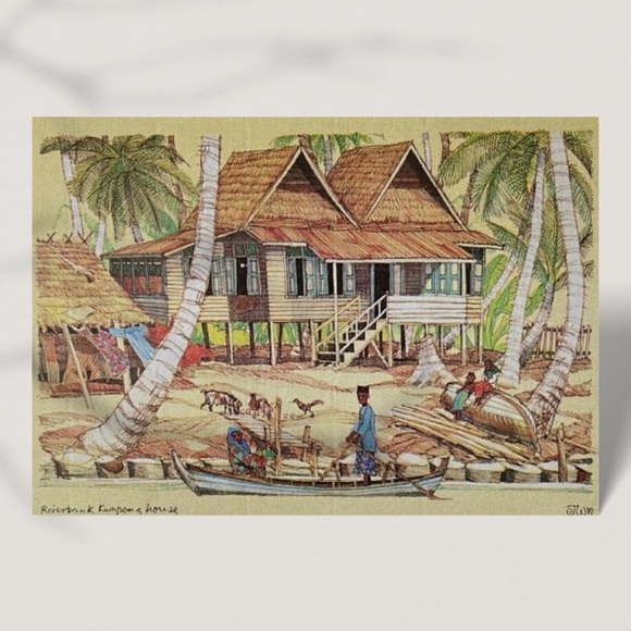 Hand Drawn Malaysian Greeting Card - Kampong House - Picture 4 of 11